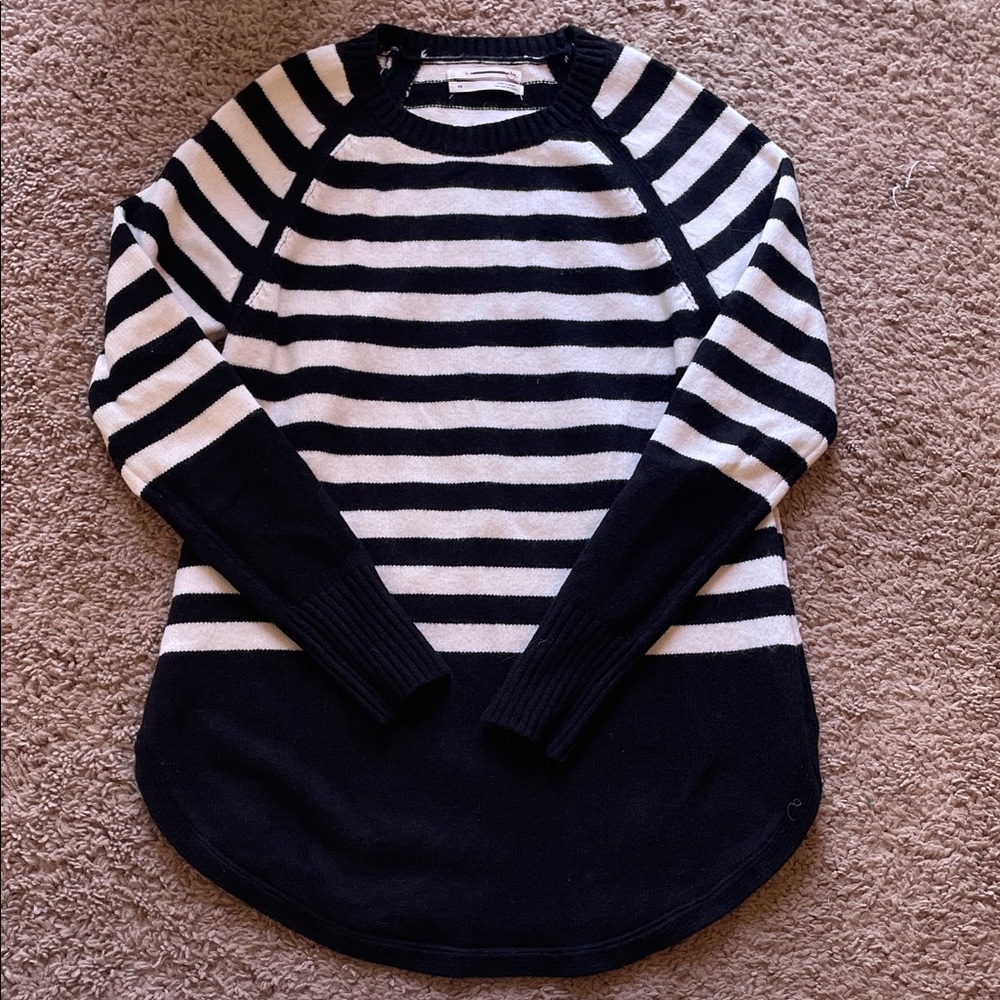 Anthropologie Black and White Striped Knit Sweater